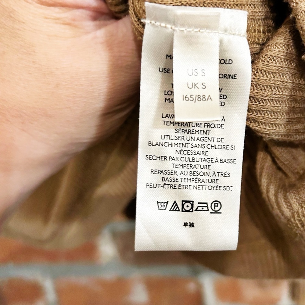 Free People Light Brown Ribbed Knit Cowl Neck Tunic Top Size Small - Picture 9 of 13